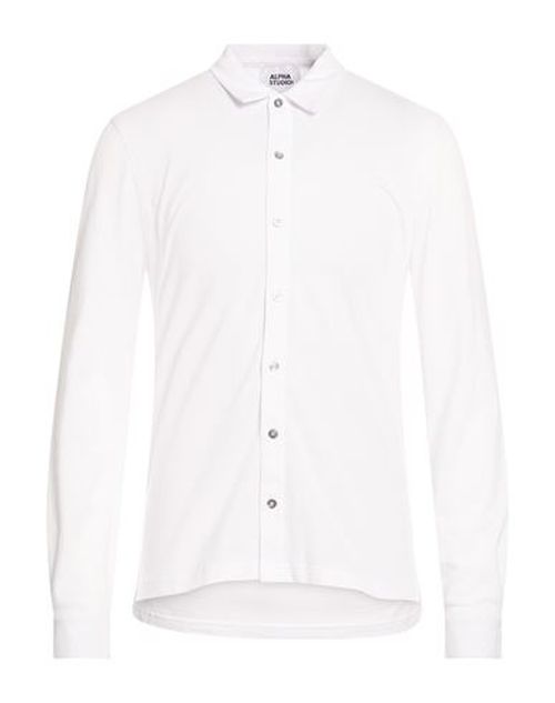 Man Shirt White Size 36 Cotton, Elastane