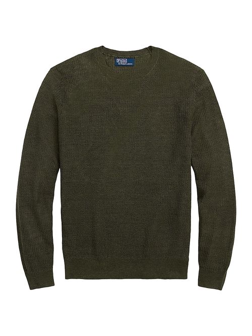 Men's Linen Knit Crewneck Sweater - Thermal Green