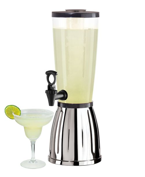 3 Quart Beverage Dispenser with Ice Tube Ez-Pour Spigot - Stainless Steel