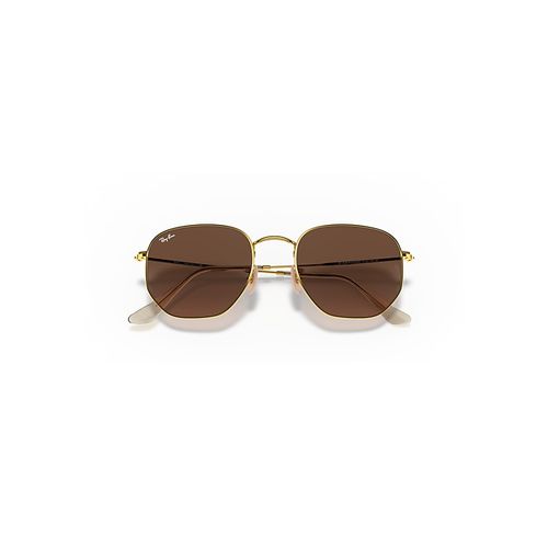 Ray-Ban Hexagonal Flat Lenses Sunglasses Arista Gold Frame Brown Lenses 48-21