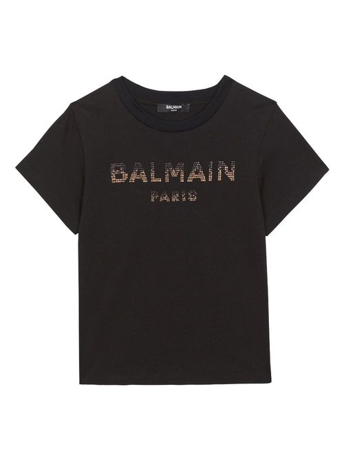 Rhinestone-embellished logo T-shirt - Black