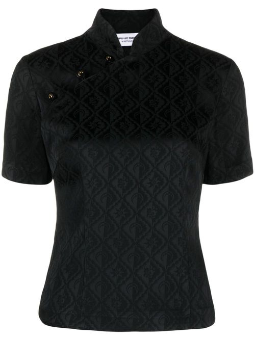 Crescent Moon-panelled jacquard top - Black