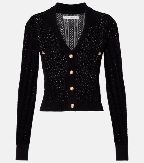 Pointelle cotton and cashmere cardigan