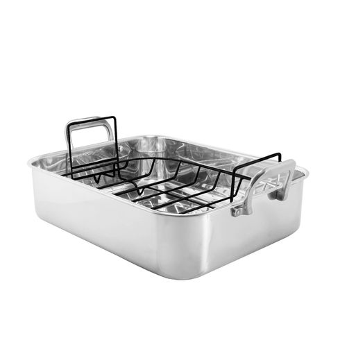 Stainless Steel Roaster with Nonstick Roasting Rack, 15.5" x 12" x 4"