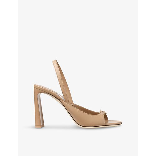 Womens Biscuit/gold Lev 95 Diamond-link Leather Heeled Sandals 10