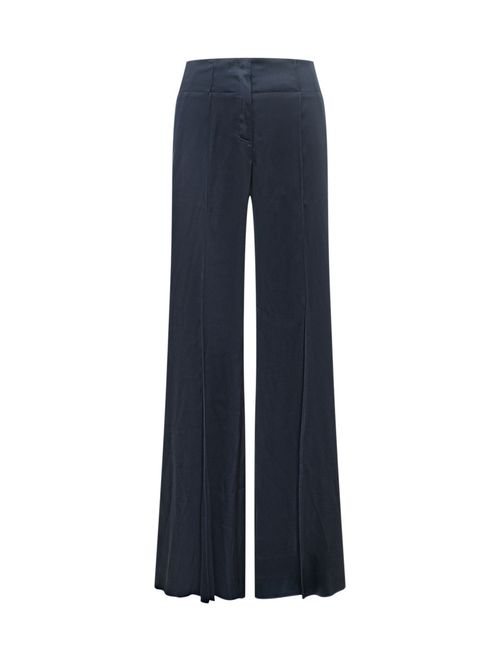 Blue Regular Flat Front Pants
