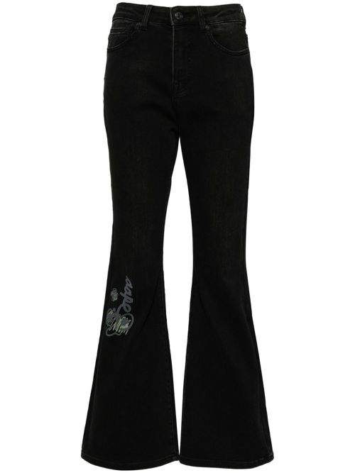High-waisted flared jeans - Black