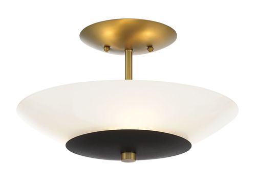 Sand Coal & Soft Brass Three Light Flush Mount from the Bax Collection
