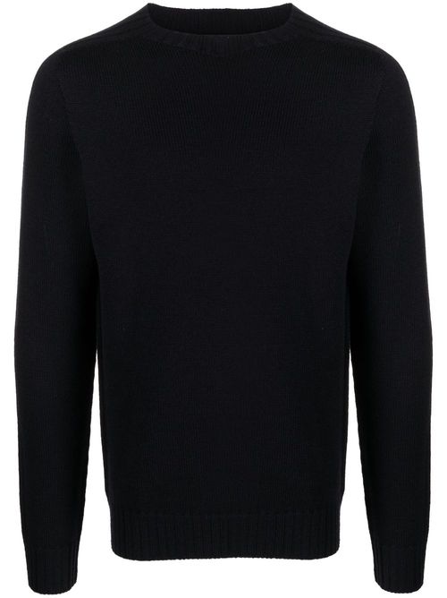 Long-sleeve knitted wool jumper - Blue