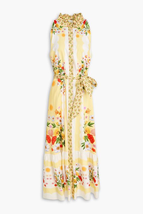 Biba floral-print cotton-poplin maxi shirt dress - Yellow - UK 18