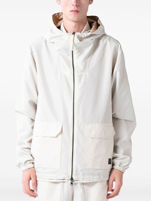 Pocketed hooded jacket - White