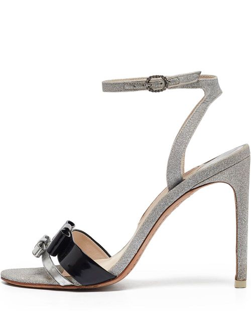 Pre-owned 105mm glitter-embellished sandals - Silver