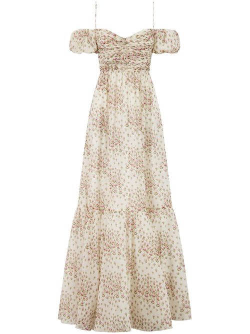 Floral-print maxi dress - White