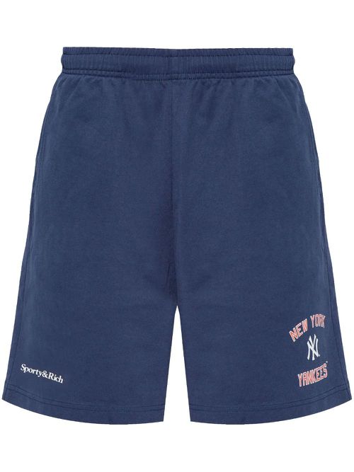 X 47 x New York Yankees logo-print track shorts - Blue