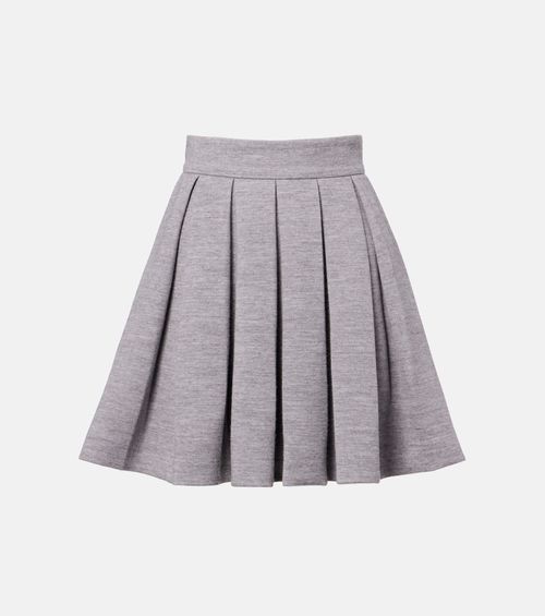 Pleated wool and cotton-blend miniskirt