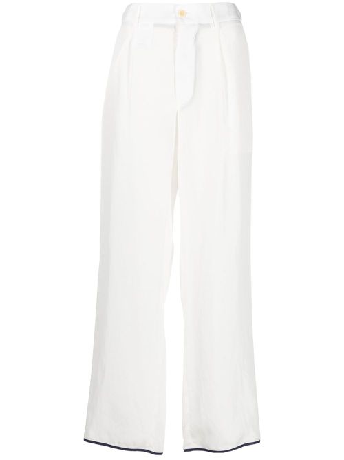 Contrasting-trim detail trousers - White