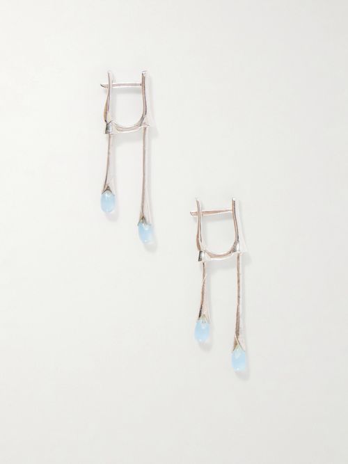 Gocciola Sterling Silver And Chalcedony Hoop Earrings - One size