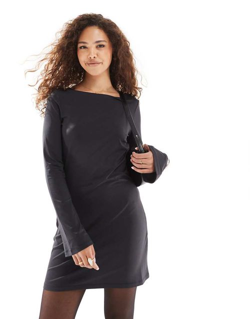 ONLY flare sleeves boatneck mini dress in black