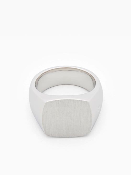 Cushion Satin signet ring - Silver