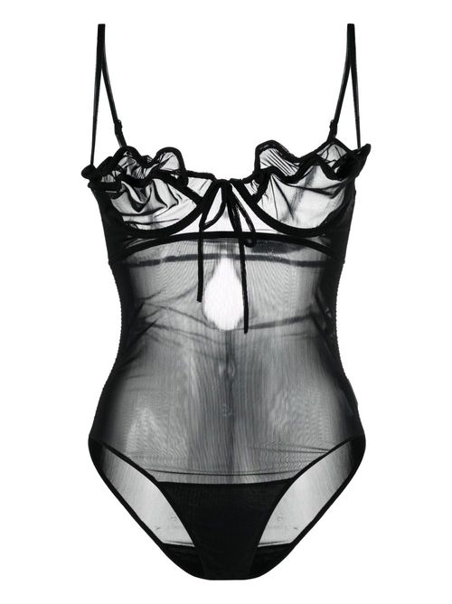 Sheer-construction underwired bodysuit - Black