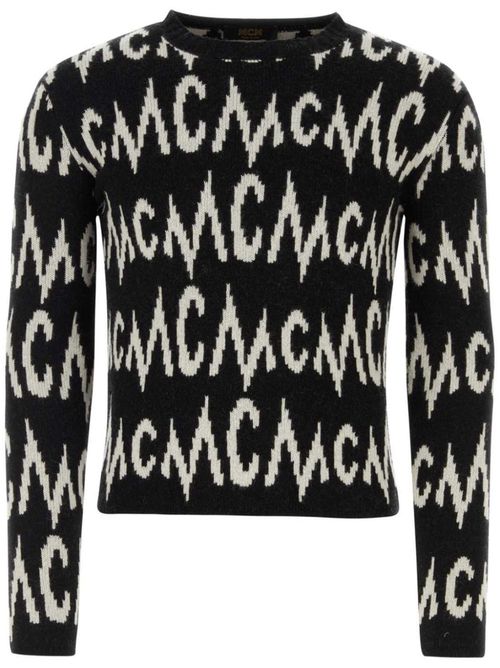 Intarsia-knit logo jumper - Black