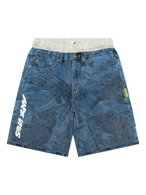 Camouflage-print elasticated shorts - Blue
