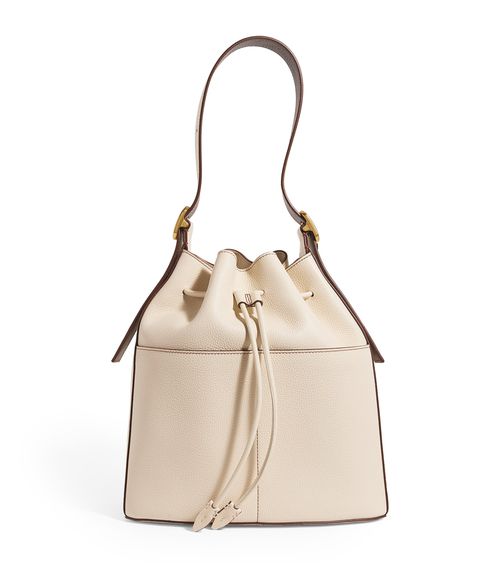 Leather Drawstring Bucket Bag