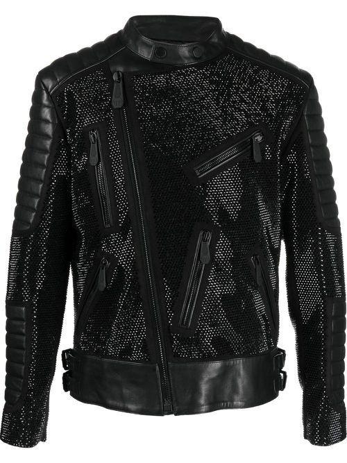 Leather disco biker jacket - Black