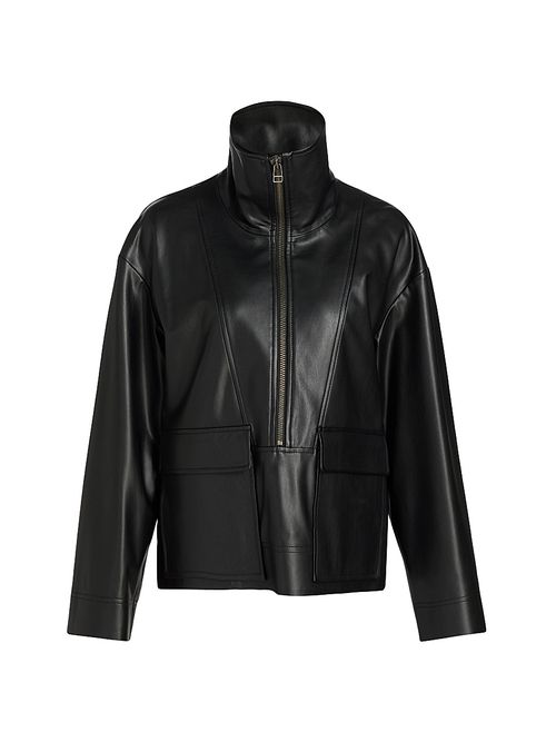 Women's Brian Faux-Leather Popover Jacket - Black