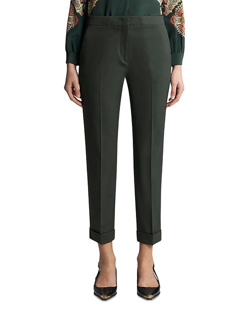 Flat Front Cropped Cuff Pants