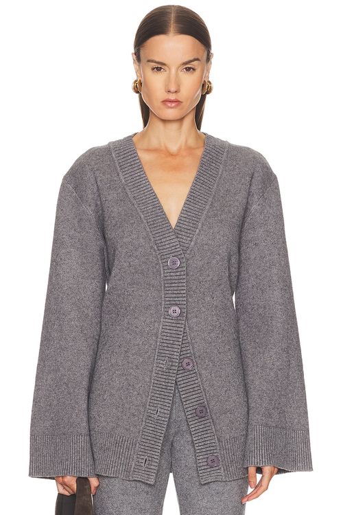 SEROYA Denise Cardigan in Medium Grey - Grey. XS also in L, M