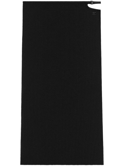 Ribbed-knit midi skirt - Black