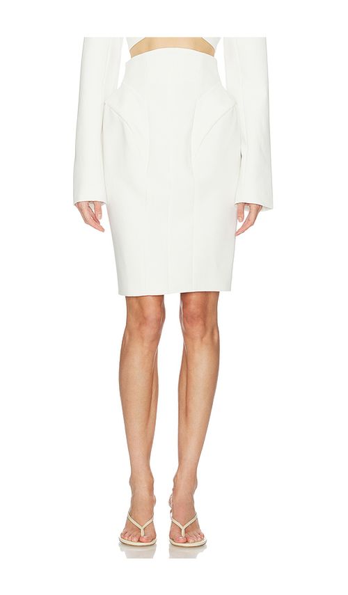 Camila Coelho Selma Midi Skirt in Ivory. XXS. Also in M