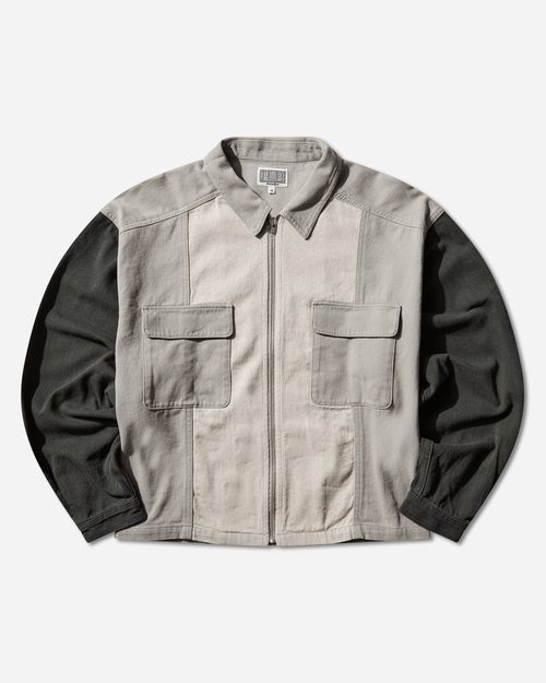 Men s Stripe Cut Short Shirt Jacket Grey