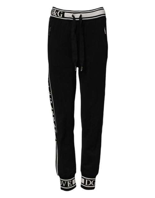 Logo-Waistband Cotton Joggers — Black
