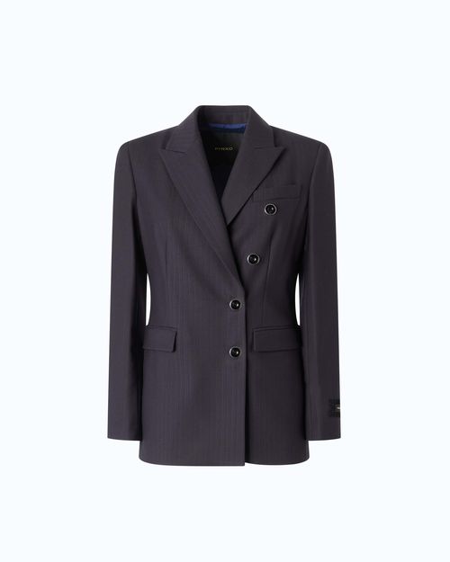 Double-breasted slim-fit wool-blend jacket - 36
