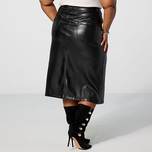 Kaphill Collection x Faux Leather Skirt - Red