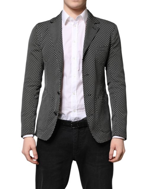 Dog's Tooth Patterned Blazer — Black