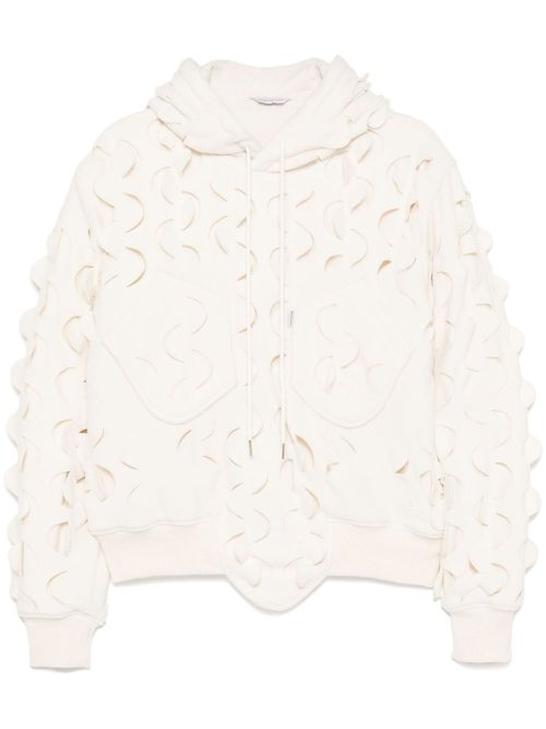 Laser-slashed fleece hoodie - Neutrals