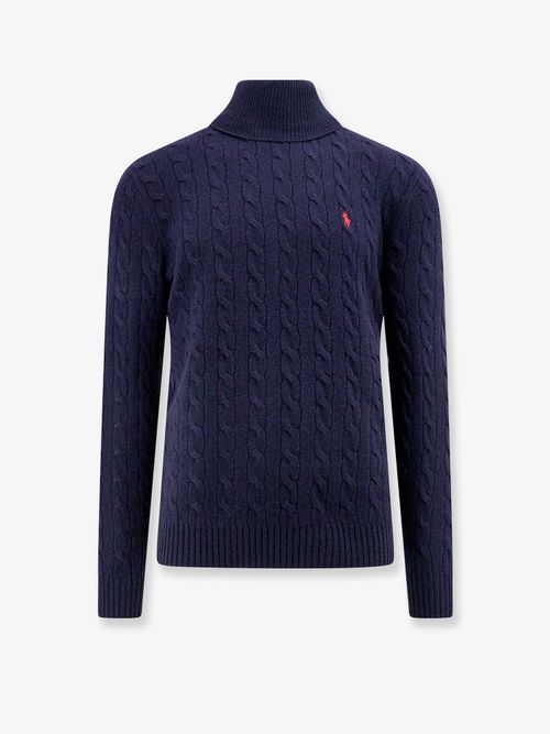 Cable-Knit Wool Sweater — Navy