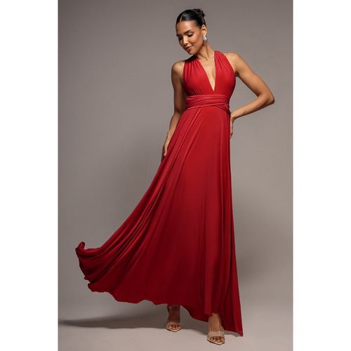 Goddiva Multiway Tie-Up Maxi Dress - Red
