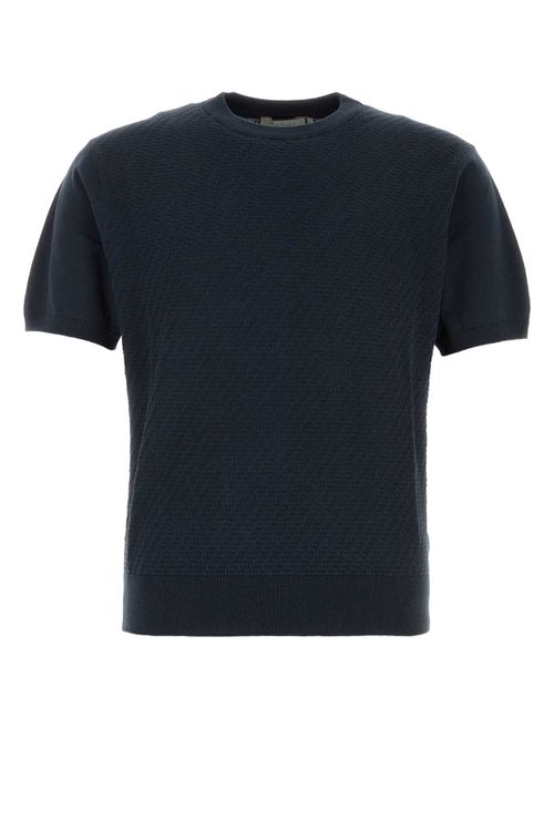 Dark Blue Cotton Blend Sweater