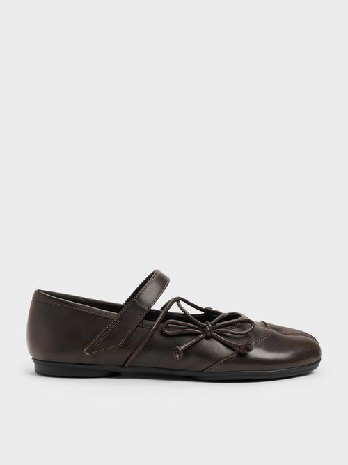 Charles & Keith - Aether Lace-Up Split-Toe Mary Jane Flats