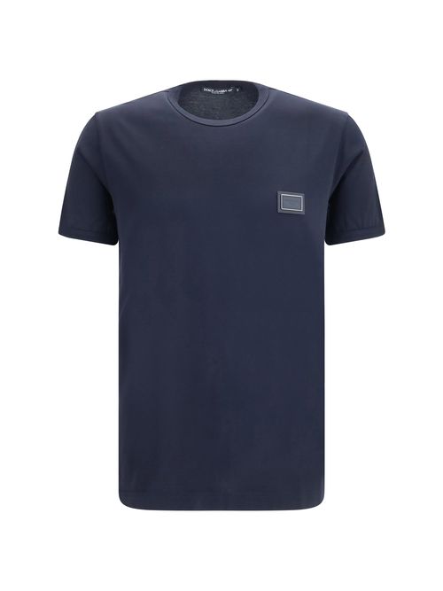 Logo-Plaque Cotton T-Shirt — Navy