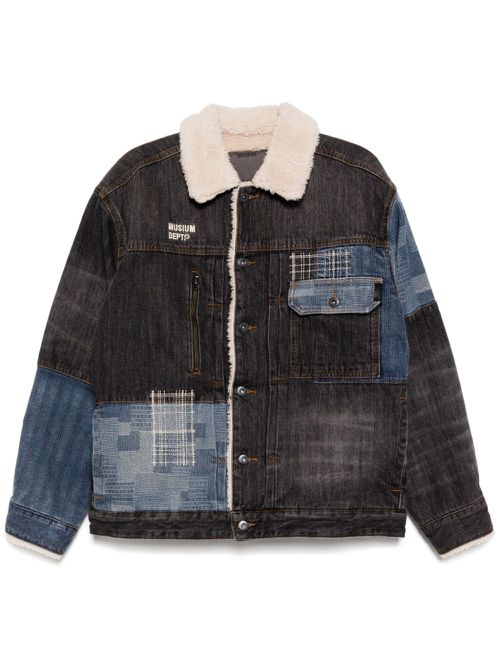 Logo-embroidered denim jacket - Blue