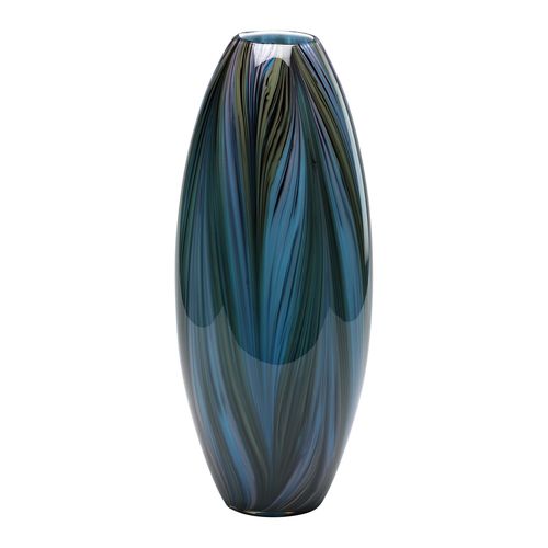 Peacock Feather Vase in Multi Colored Blue