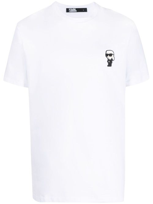 Logo-patch cotton T-shirt - White