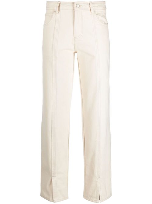 Curl slit-detail straight-leg jeans - Neutrals