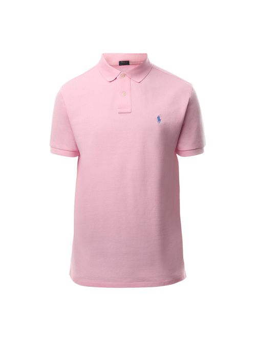 Custom Slim Fit Mesh Polo Shirt in Caramel Pink