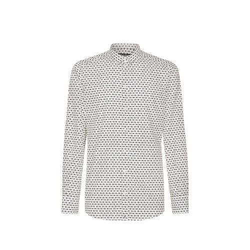 Logo-Pattern Cotton Shirt — White
